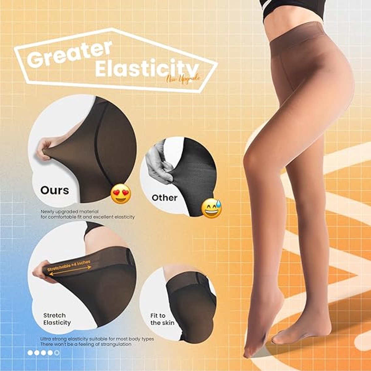 2-Pack Women's Thermal Leggings with Fleece Lining - High-Waisted Faux Sheer Tights - Lightweight - Extra Thick - Warm - Women's Leggings - Size L (140-170 lbs) - Image 3