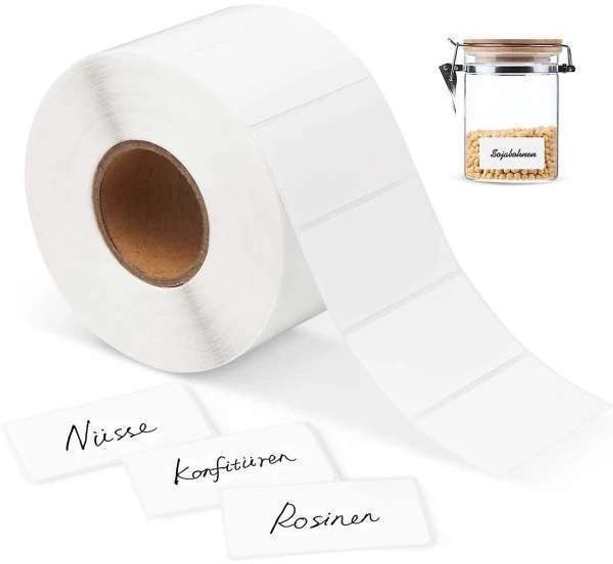 White self-adhesive labels - 1000 sheets - Label stickers - Freezer labels - Printing paper - 6x3cm - Date labels - Writable labels - Best before and canning labels - Image 1