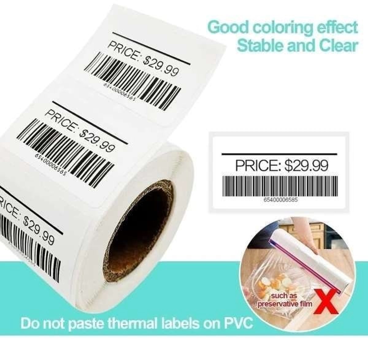 White self-adhesive labels - 1000 sheets - Label stickers - Freezer labels - Printing paper - 6x3cm - Date labels - Writable labels - Best before and canning labels - Image 3