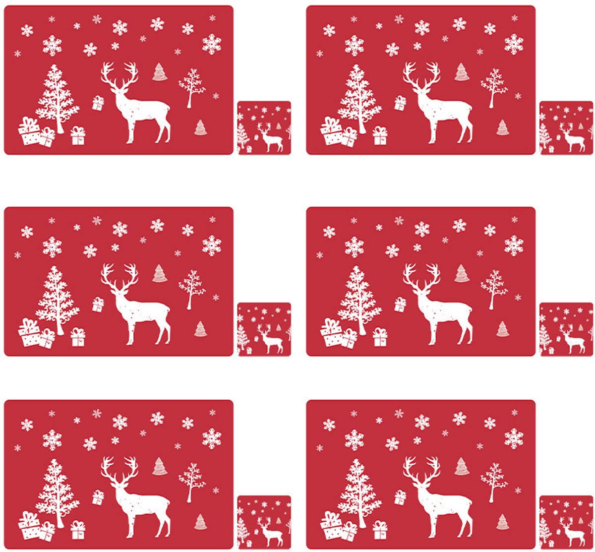 Placemats - Set of 12 - Christmas placemats - including coasters, Christmas placemats - heat-resistant and waterproof - suitable for Christmas parties and table decorations (Red) - Image 1