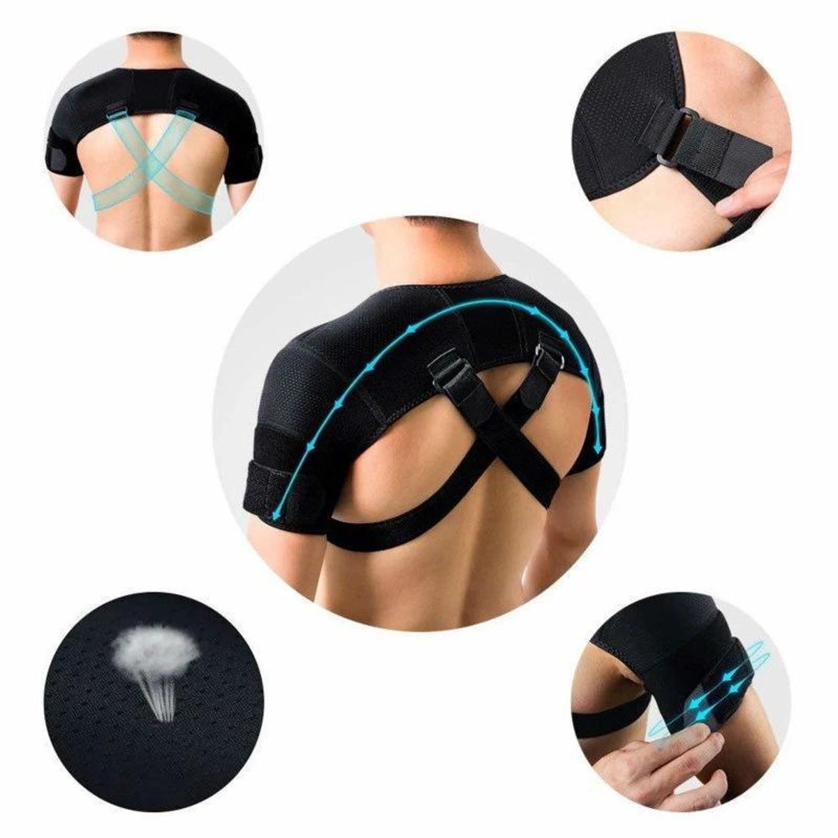 Shoulder Brace - Shoulder Support Brace for Sports - Double-Sided Adjustable & Breathable - Compression and Stability for Both Shoulders - S/M - Image 4
