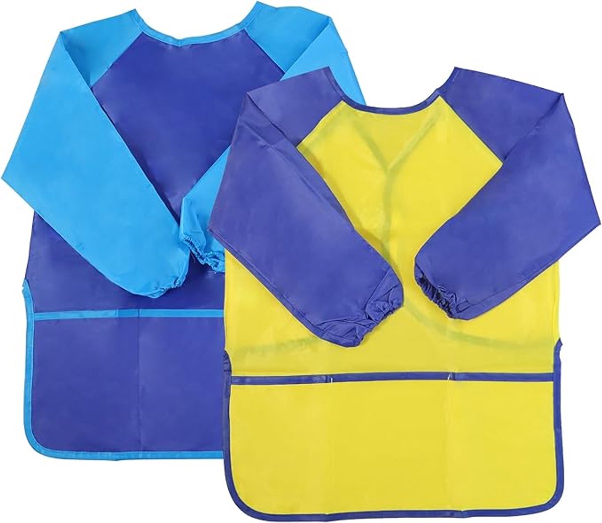 2-pack children's aprons - waterproof aprons for boys/girls - craft aprons for children - with sleeves and pockets (38 * 55 cm) - Image 1