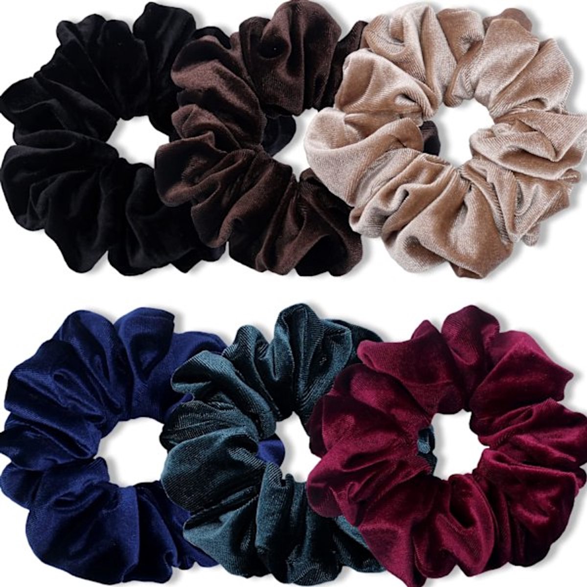 Scrunchies - Extra Large Scrunchies for Women with Thick Hair - Premium Velvet Large Scrunchies - Pack of 6 - Image 1