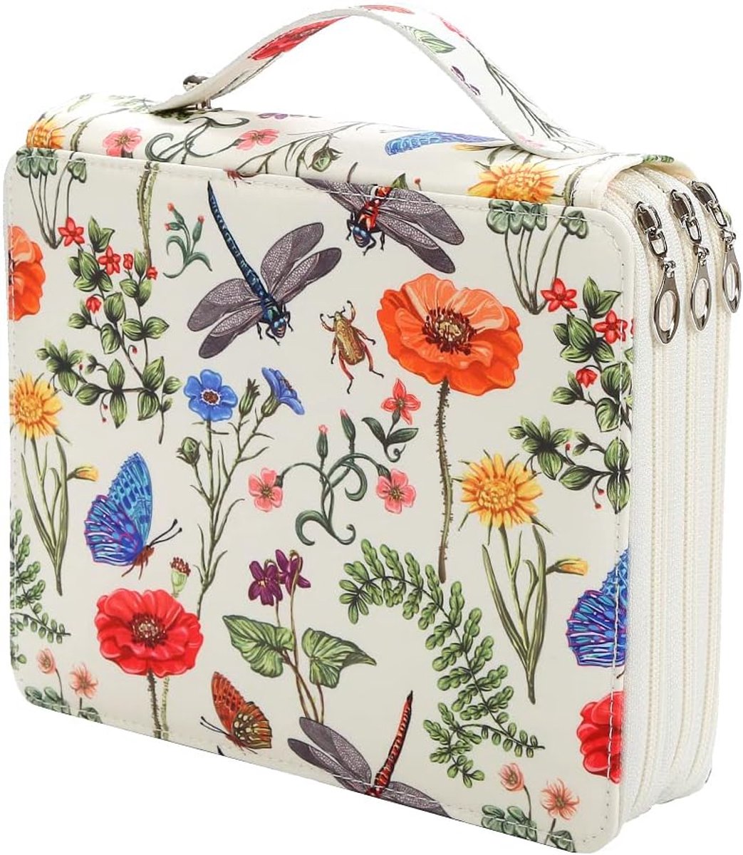Pencil Case - Large Capacity | Colored Pencils | Pencils | Zippered - Three-Layer Pencil Case - Pencil Storage Bag - Holds 120 Pencils - White - Image 1