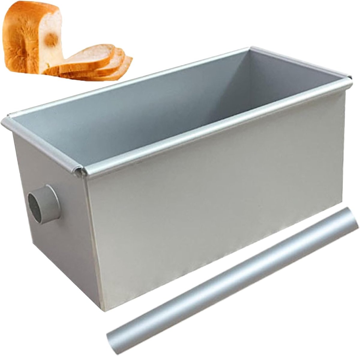 Bread Pan - Mini Rectangular Aluminum Alloy Bread Pan - With Round Hollow Tube - Non-Stick Bread Pan - 18 x 9 x 8.8cm Cake Pan - Bread Pan - Image 1