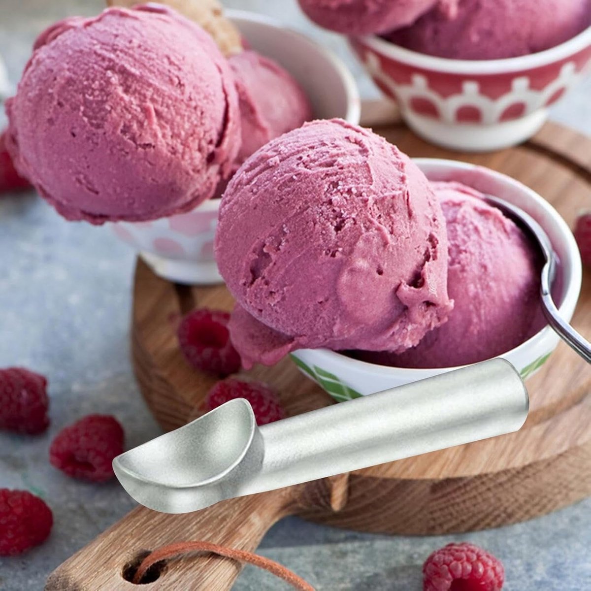Ice Cream Scoop - Non-stick Aluminum Liquid-Filled Heat-Conducting Handle - Professional Restaurant Bar Ice Cream Scoop - Gray - Image 2