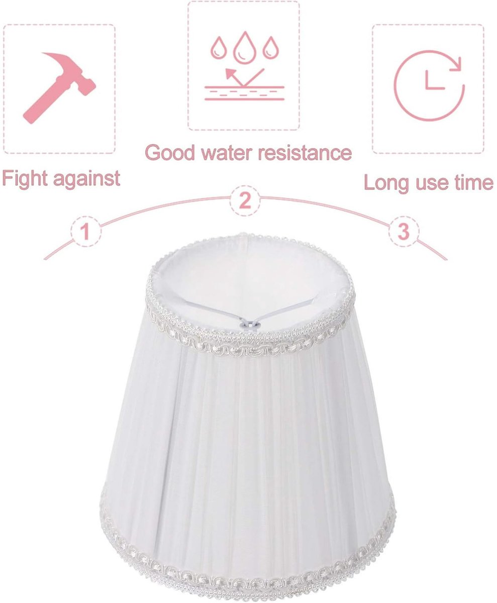 Lampshade - Table Lampshade - White Pleated Tubular Lampshade - Small - Suitable for Table Lamps and Floor Lamps - 13.5x10cm - Image 2