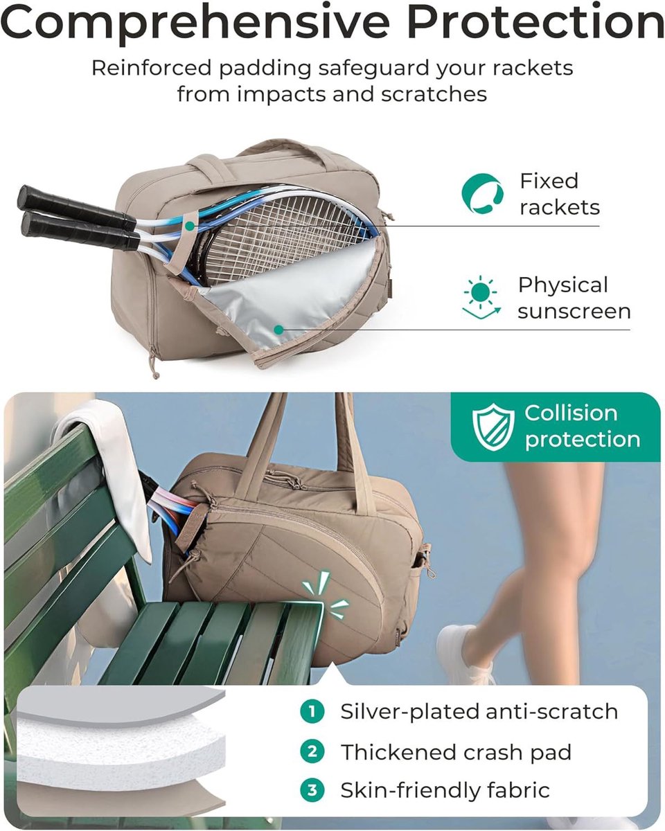 Tennis Bag - Tennis Backpack - 42L with Shoe Compartment - Sports Bag - Waterproof Racket Bag - Protective Racket Compartment - Portable as a Shoulder Bag - Pink - Image 4