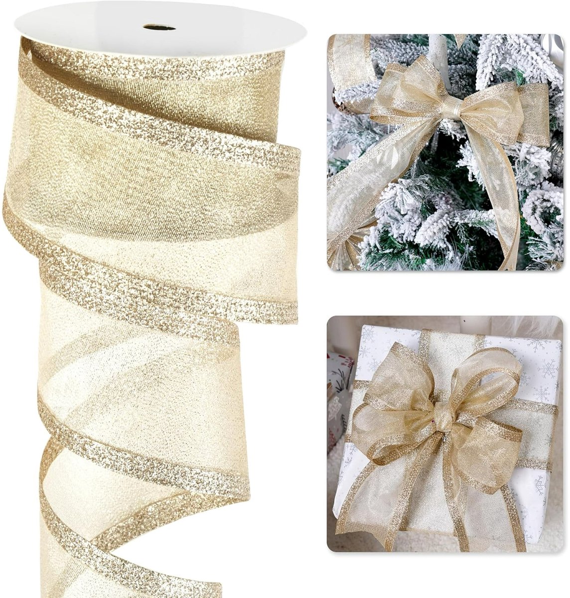 Champagne Christmas Ribbon - 2.5
