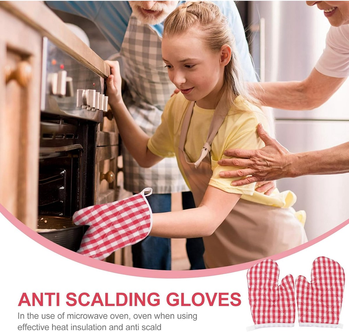 Children's Oven Mitts - Oven Mitts - Red Kitchen Mitts Oven Mitts Heat Resistant Cooking Baking Microwave - Kitchen - Image 1