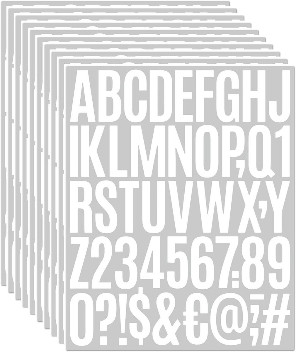letter stickers - 10-sheet vinyl letter stickers - 2-inch self-adhesive alphabet and number stickers - waterproof - suitable for mailboxes, windows, doors, cars, boats, house numbers (white) - Image 1