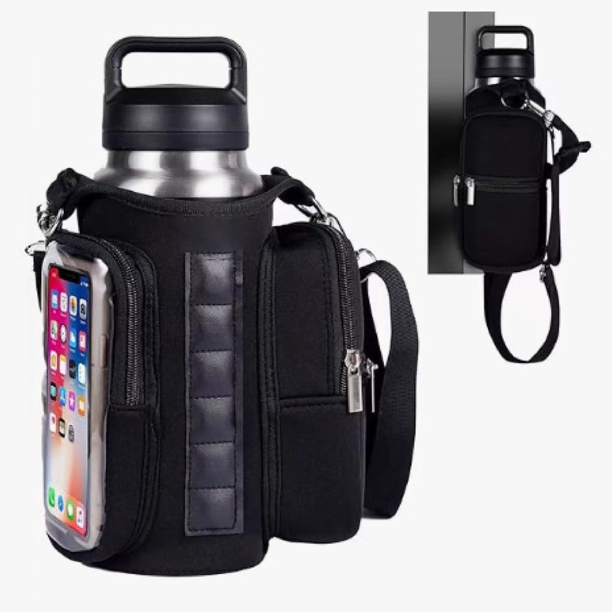 Magnetic Sports Bag with Adjustable Shoulder Strap - Includes Water Bottle Holder and Pocket - for Sports, Workouts, Travel & Work（Black） - Image 1
