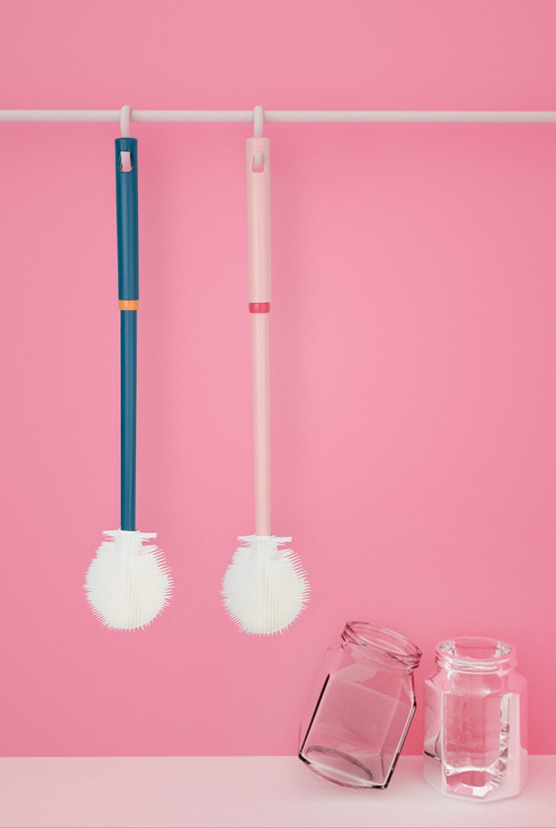 Silicone Bottle Brush - Long Handle 31cm for Deep Cleaning - Soft yet Effective Brush Head - Suitable for Milk Bottles and Tall Glasses - Image 1