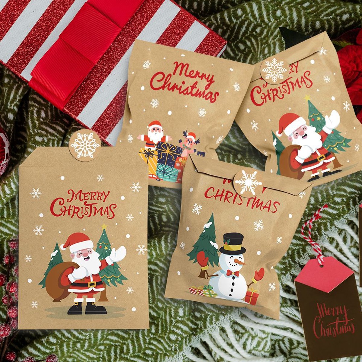 24 pcs - Christmas mini envelopes - paper bags - Christmas decorations and packaging - gift bags - Christmas storage bags - Image 1