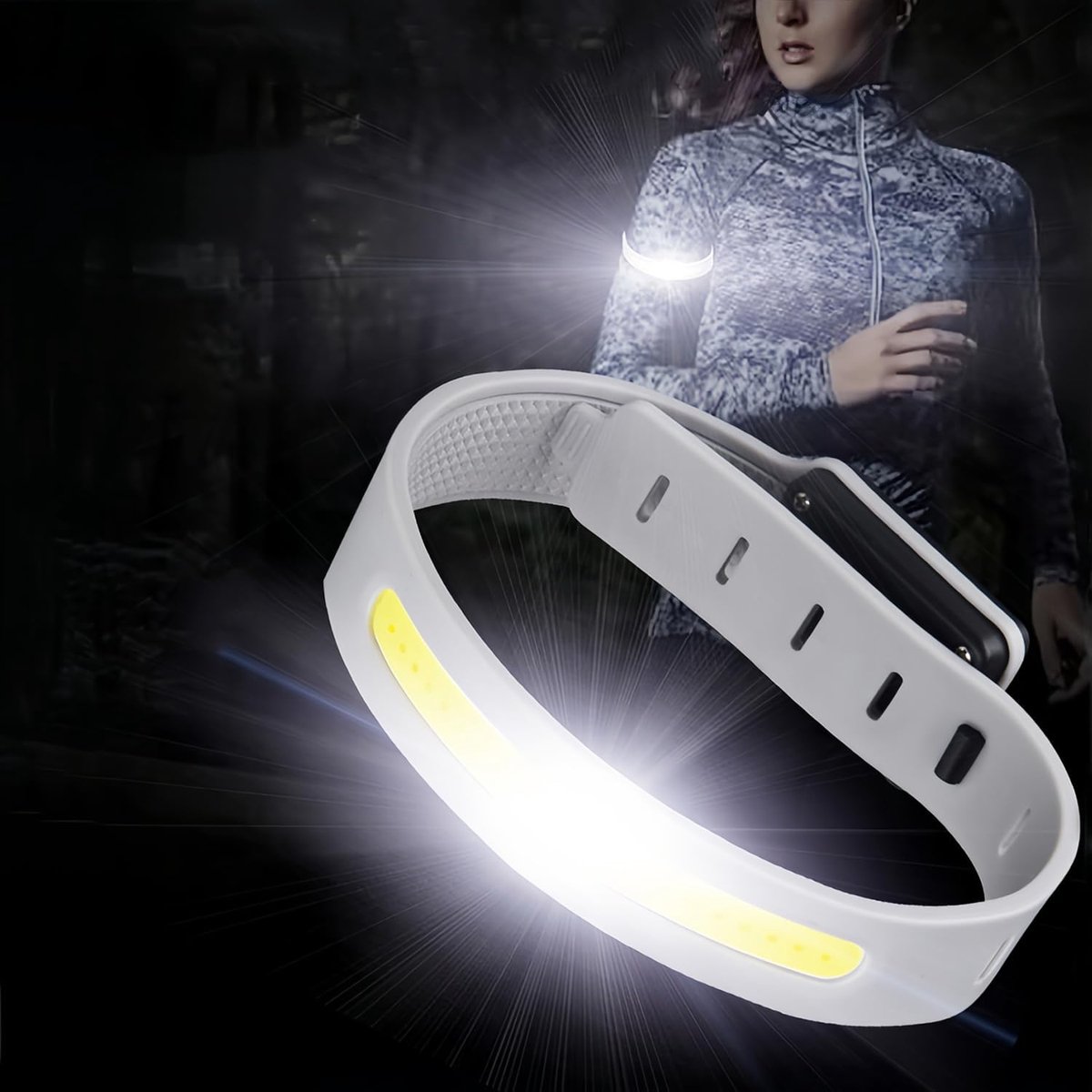 Lamp - Running Lamp - Bicycle Lamp - With reflective arm and wrist strap - 3 light modes - Rechargeable - Flashing outdoor lamp, a safe choice for running, jogging, cycling and walking in the dark. - Image 5