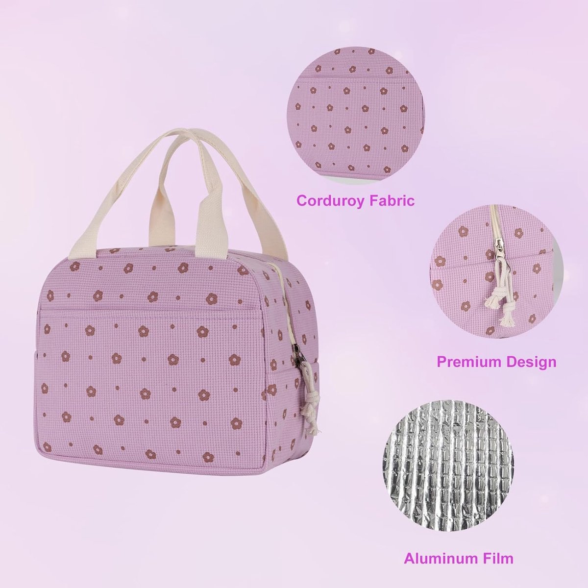 Cooler Bags - Lunch Bag - Handle Strap - Cooler Bag - Lunch Bag - Insulated Cooler Bag - Picnic Bag - 25.5*21*17cm - Suitable for work, office, travel and picnics（White） - Image 5