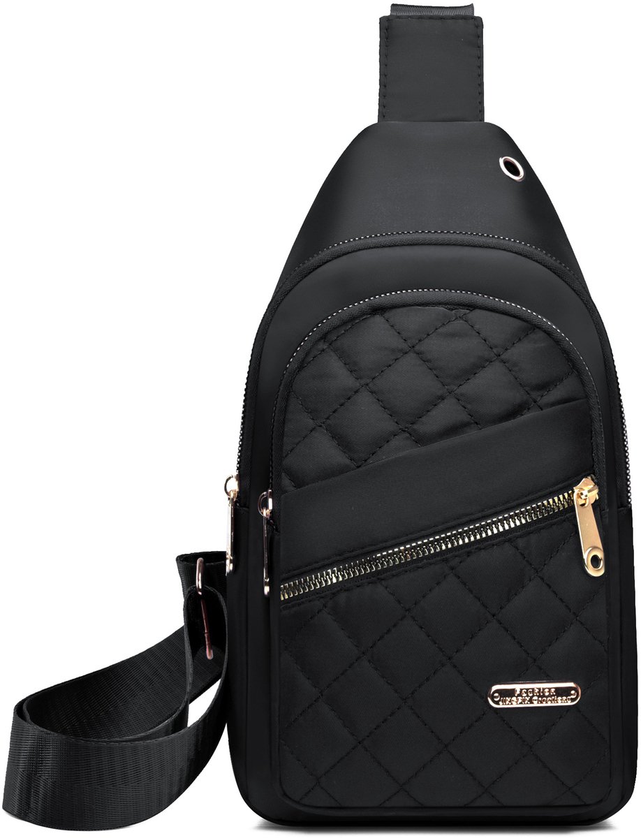 Unisex Shoulder Bag - 5 Storage Pockets & Cable Grommet - Crossbody Bag Women - Crossbody Bag Men - Crossbody Bags - Sling Bag - Adjustable Carrying Style (Cross/Shoulder/Chest) - Black - Image 1