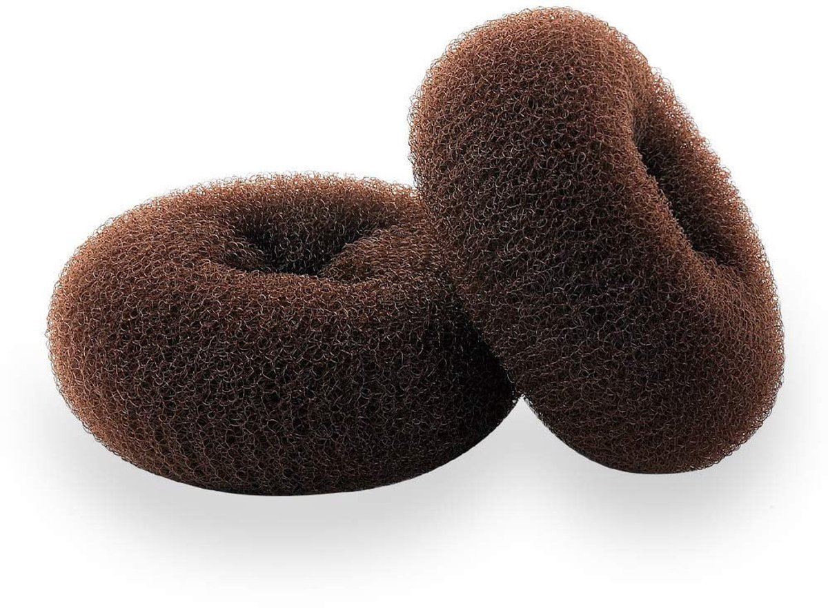 Scrunchies - 2 Medium (3 inch/Brown) - Easy-to-use loop scrunchies - Great for short and fine hair - Image 1