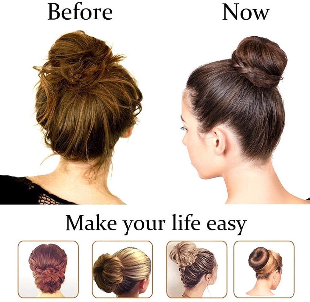 Scrunchies - 2 Medium (3 inch/Brown) - Easy-to-use loop scrunchies - Great for short and fine hair - Image 3