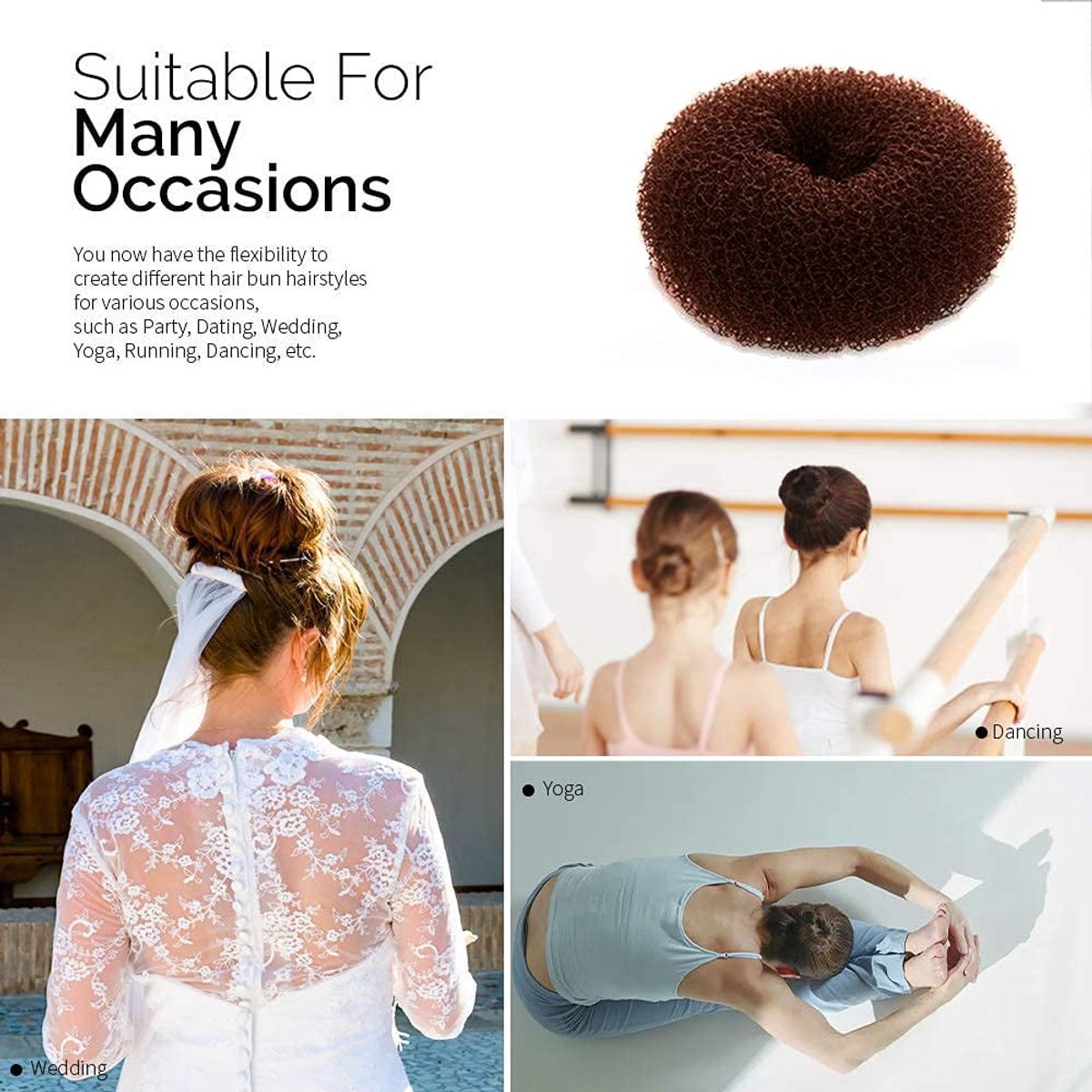 Scrunchies - 2 Medium (3 inch/Brown) - Easy-to-use loop scrunchies - Great for short and fine hair - Image 4