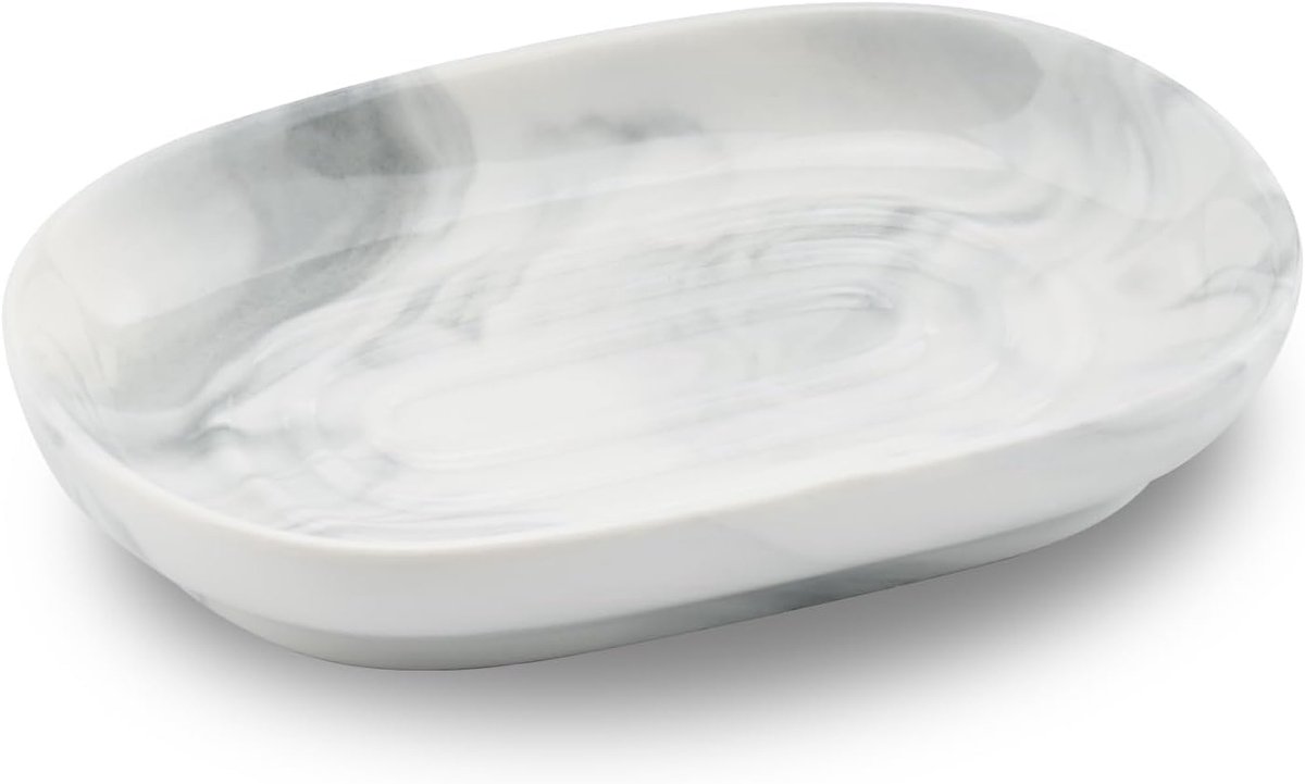 Soap Dish - Ceramic Soap Dish - Non-Slip Marble Soap Dish - Bathroom Soap Holder - Suitable for Bathroom, Shower, Kitchen and Travel. - Image 1