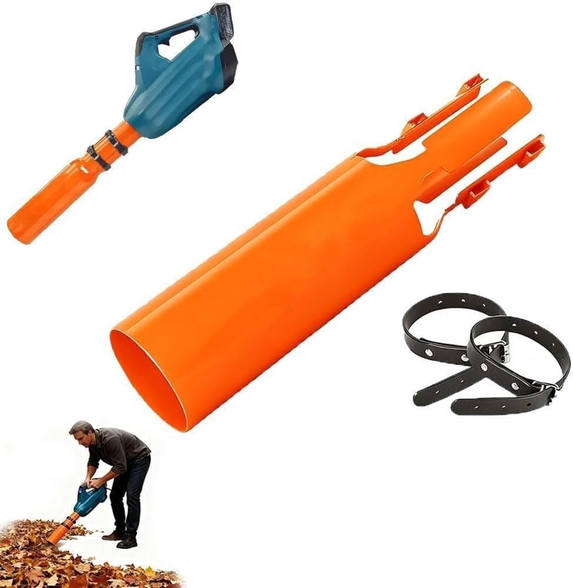 Leaf Blower Booster - Airflow Booster for Leaf Blowers - Turbine Nozzle with Extended Airflow Accelerator - Powerful Leaf Blower for Lawn and Driveway (1 Piece, Orange) - Image 1