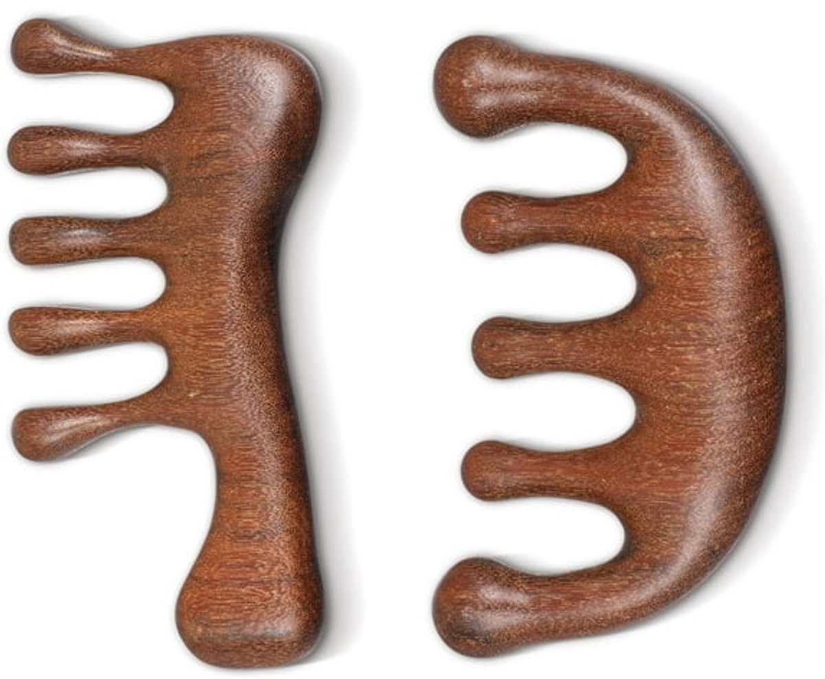 2-Piece Scalp Massage Comb Set - Wooden Wide-Tooth Comb - Wooden Scalp Massage Comb Unisex - Image 1