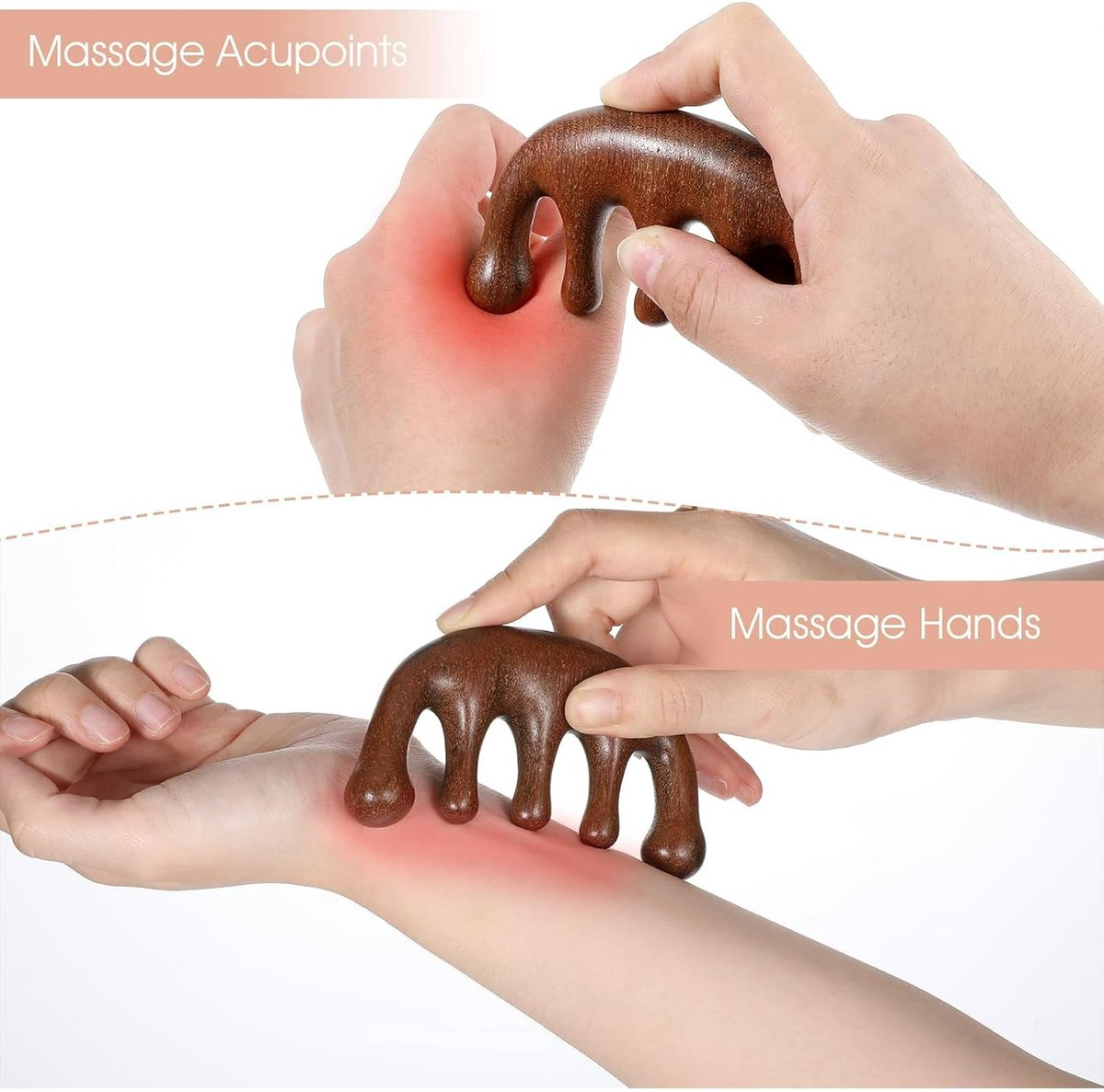2-Piece Scalp Massage Comb Set - Wooden Wide-Tooth Comb - Wooden Scalp Massage Comb Unisex - Image 2