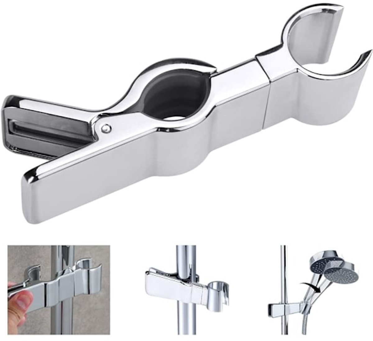 Shower head holder - Adjustable shower head holder - 45° rotatable universal shower head 20-25 mm - Shower head holder with rail - Image 1