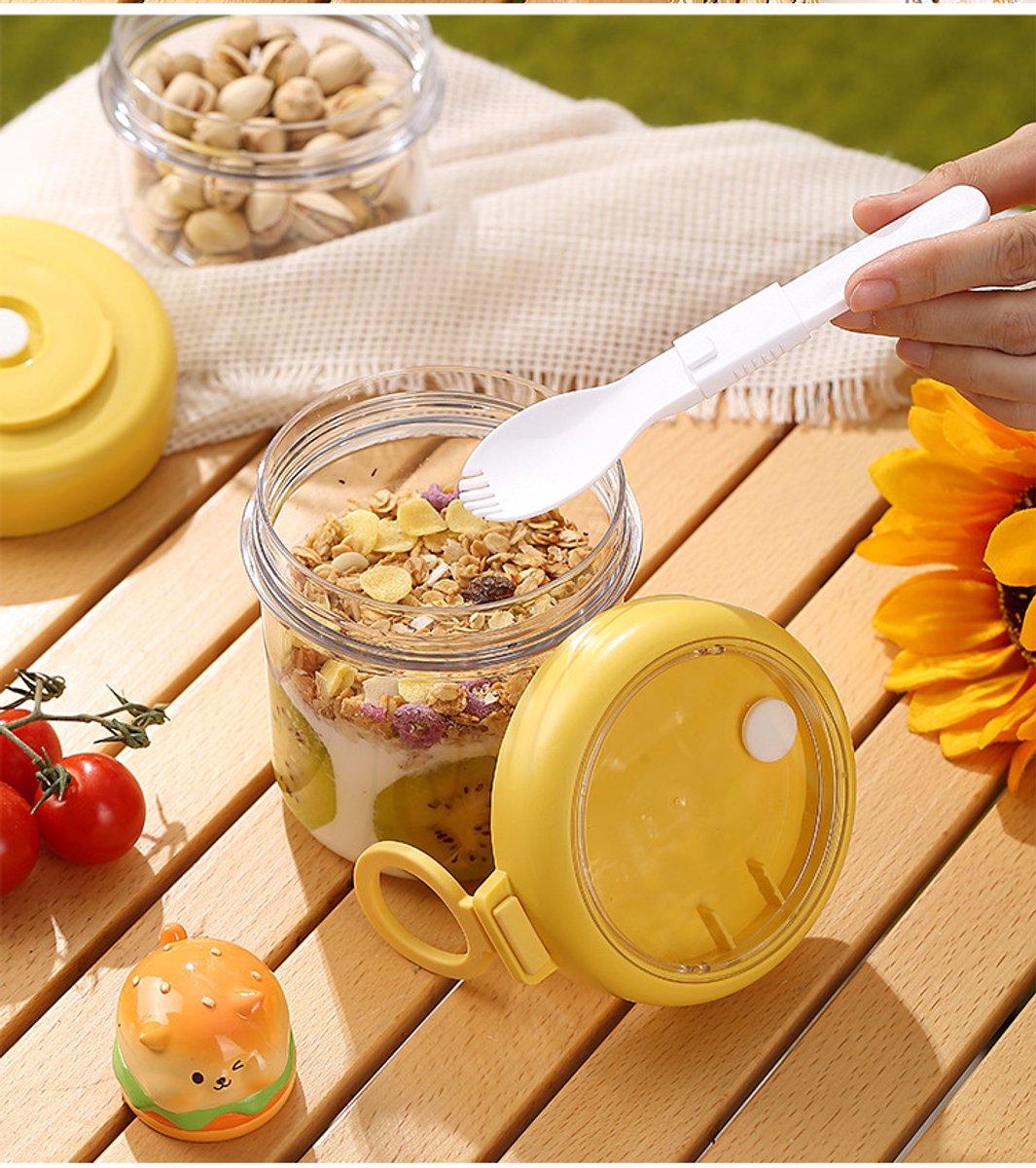 Yogurt Cup to Go - 880 mL - Muesli Cup - Oats Pots - Soup Cup - Lunch Cup - Lunch Pot - Leak-Proof - Insulated - with Spoon - Dishwasher Safe - White - Image 4