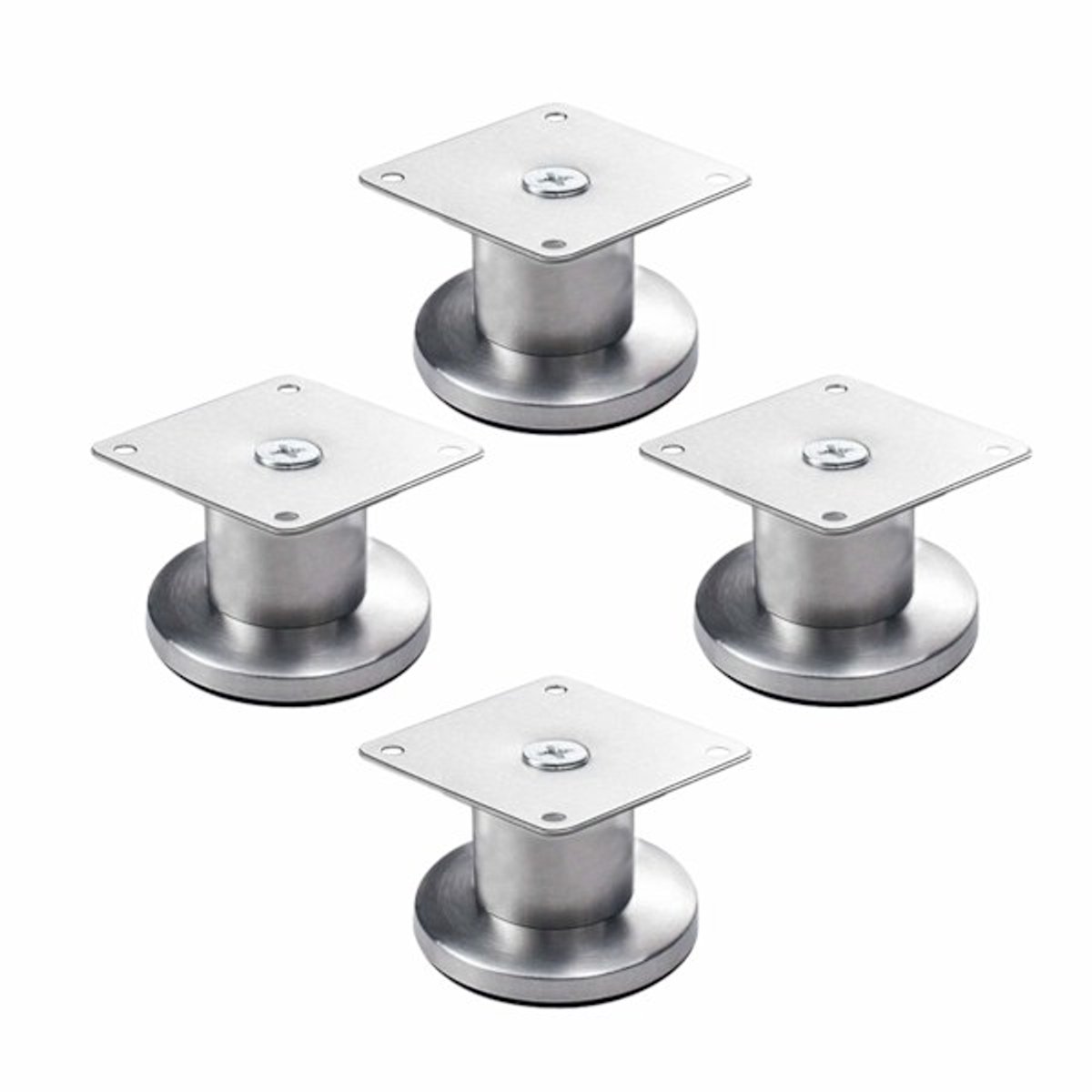 Adjustable Cabinet Legs - 4 Adjustable Furniture Legs Made of Stainless Steel (Silver) (3.8cm) - Image 1