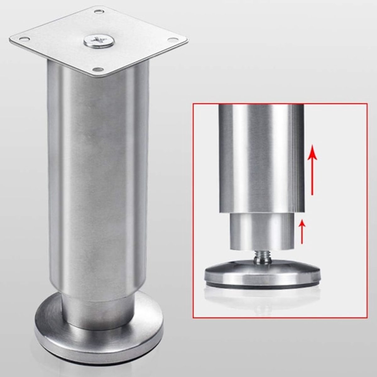 Adjustable Cabinet Legs - 4 Adjustable Furniture Legs Made of Stainless Steel (Silver) (3.8cm) - Image 2