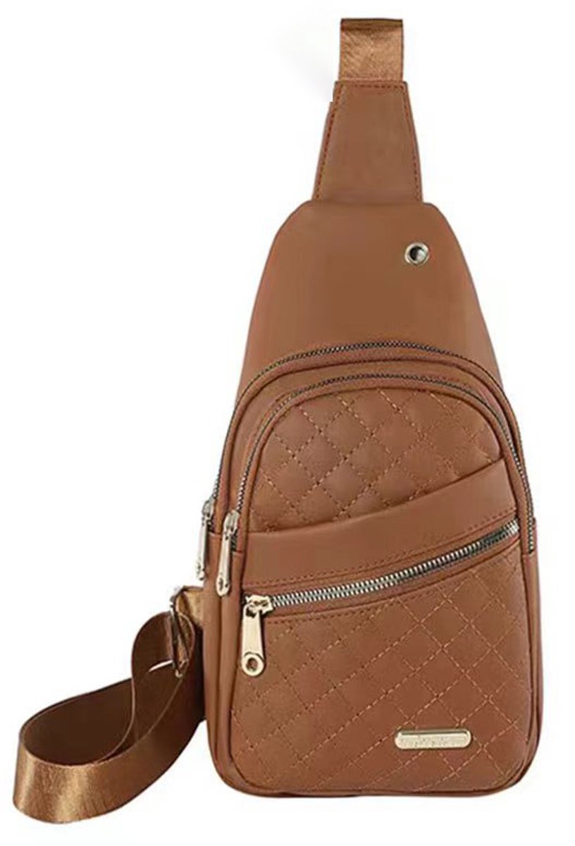 Unisex Shoulder Bag - 5 Storage Pockets & Cable Grommet - Crossbody Bag Women - Crossbody Bag Men - Crossbody Bags - Sling Bag - Adjustable Carrying Style (Cross/Shoulder/Chest) - Brown - Image 1