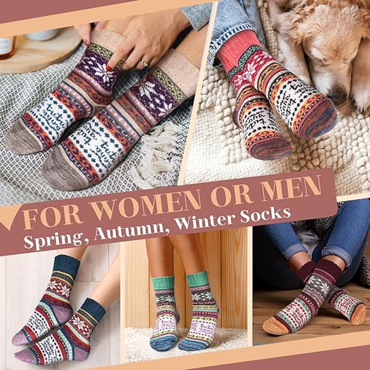 Socks (5 pairs) - Home Socks - Women's Christmas Socks - Winter Warm Women's Socks - Christmas Gift for Mothers, Daughters, Grandmothers, Babysitters, Young Girls, Sisters - Christmas Gifts for Women - Christmas Socks - Image 2