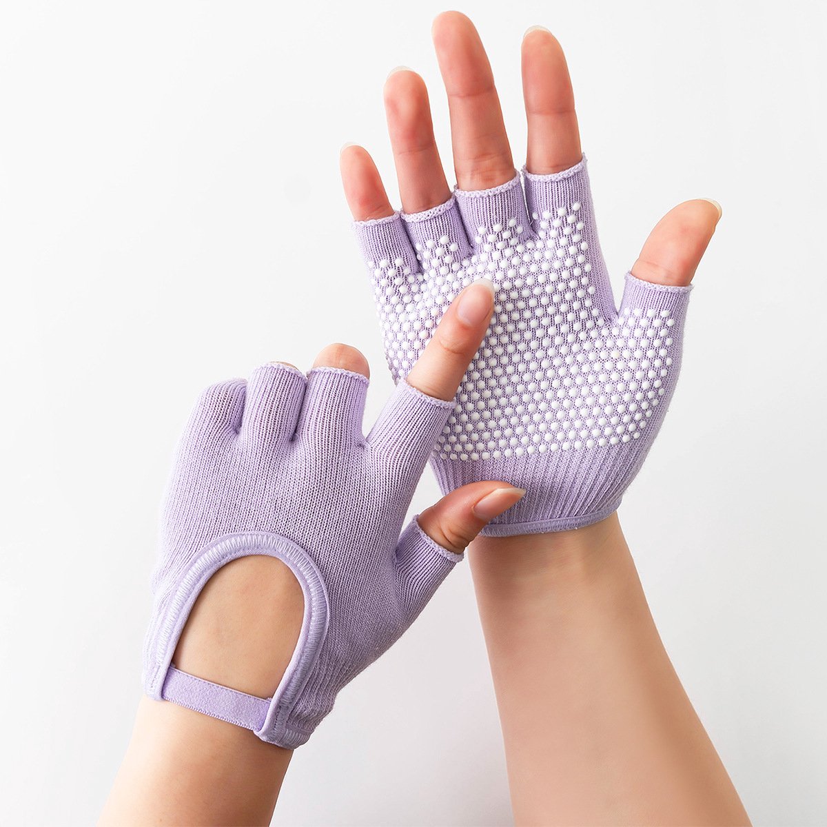 Gloves - Sports Gloves - Yoga Gloves - Fingerless Gloves - Non-slip Gloves - Unisex - Suitable for Gym and Home Workouts (Purple) - Image 1