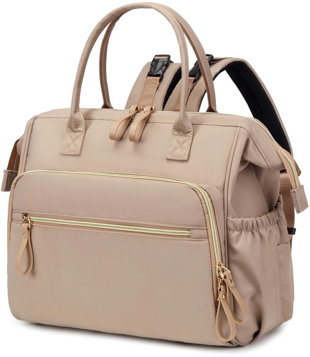 Convertible Diaper Bag - Wide Opening - 14 Pockets - Stylish - Baby Changing Bag - with Stroller Buckle - Diaper Bag - Waterproof (Off-White) - Image 1