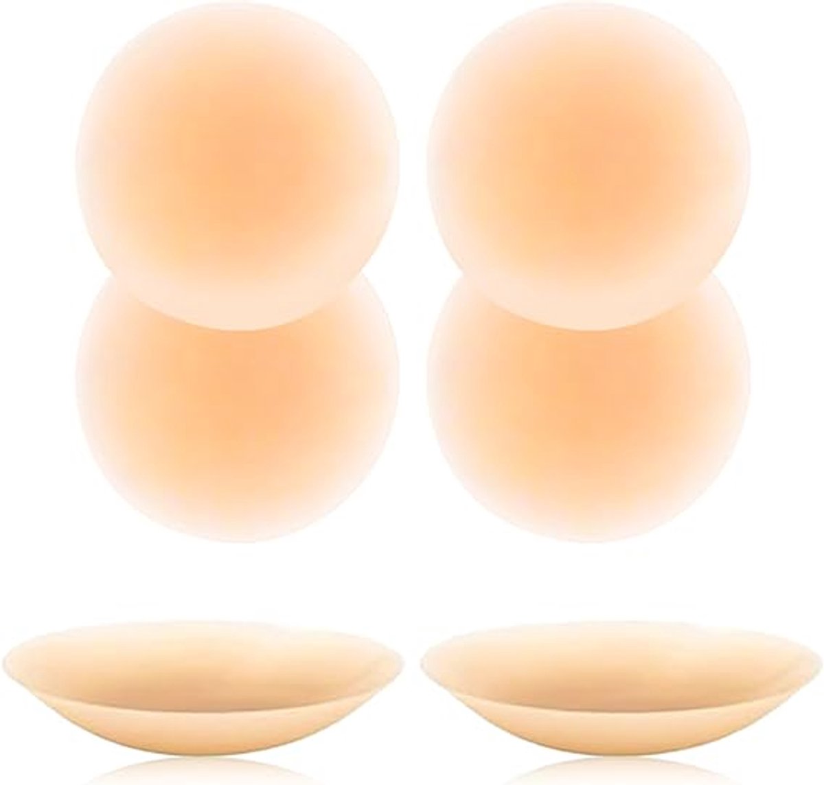 Nipple Covers (Set of 4) - Reusable Nipple Covers - Invisible Silicone Nipple Covers - Nipple Covers - Silicone Nipple Covers - Suitable for backless, low-cut evening dresses, wedding dresses and slip dresses - Beige - Medium - Image 1