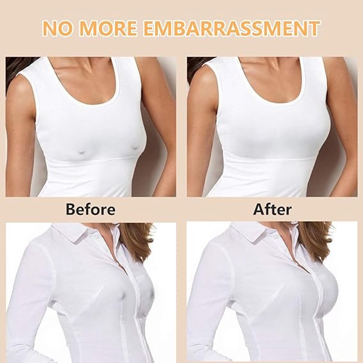Nipple Covers (Set of 4) - Reusable Nipple Covers - Invisible Silicone Nipple Covers - Nipple Covers - Silicone Nipple Covers - Suitable for backless, low-cut evening dresses, wedding dresses and slip dresses - Beige - Medium - Image 2
