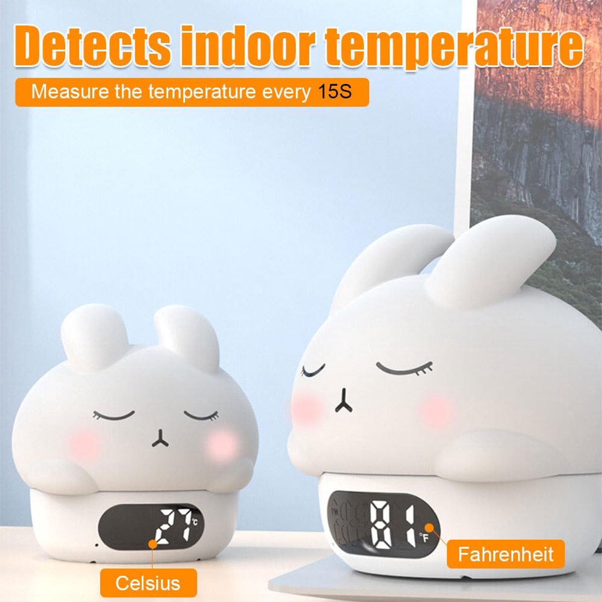 Children's Night Light - Table Lamp for Bedroom - Cute Rabbit Shape - Cartoon Bedside Lamp - Baby Night Light (White) - Image 3