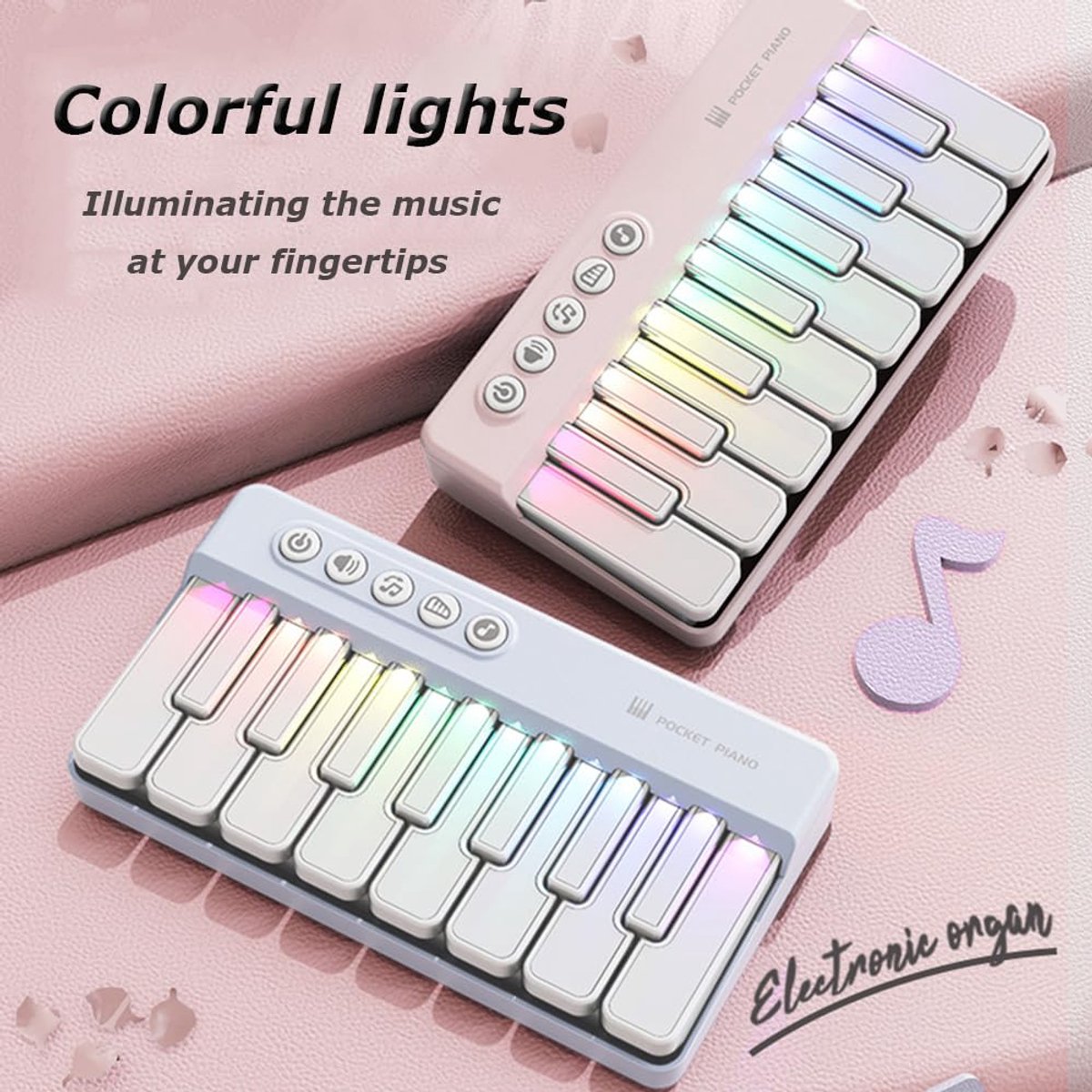 Mini Keyboard Piano - Piano for Kids - Toys for Children - Educational Toys - Portable Pocket Piano - Pink - Image 2