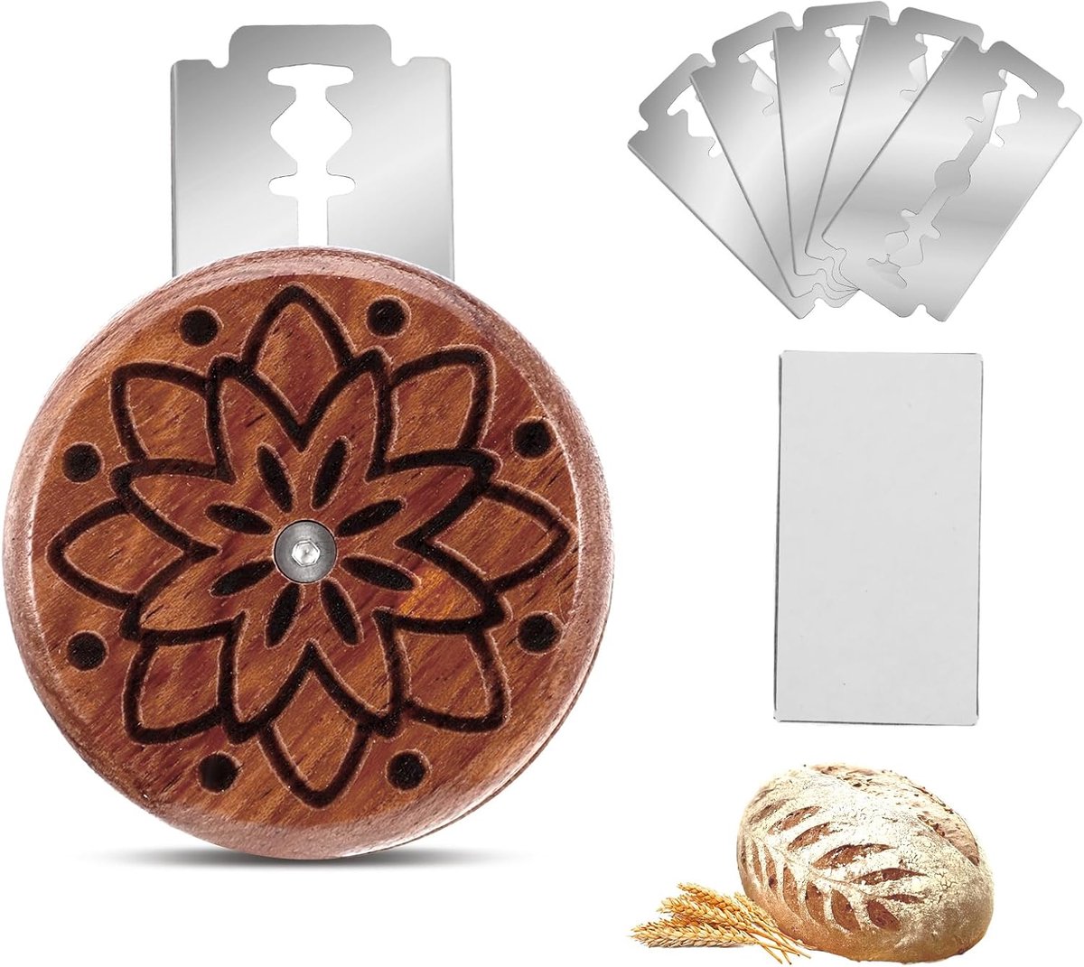Portable Round Bread Slicer, Bread Trimmer, Slicer, Baking Accessory with 5 Blades - Image 1