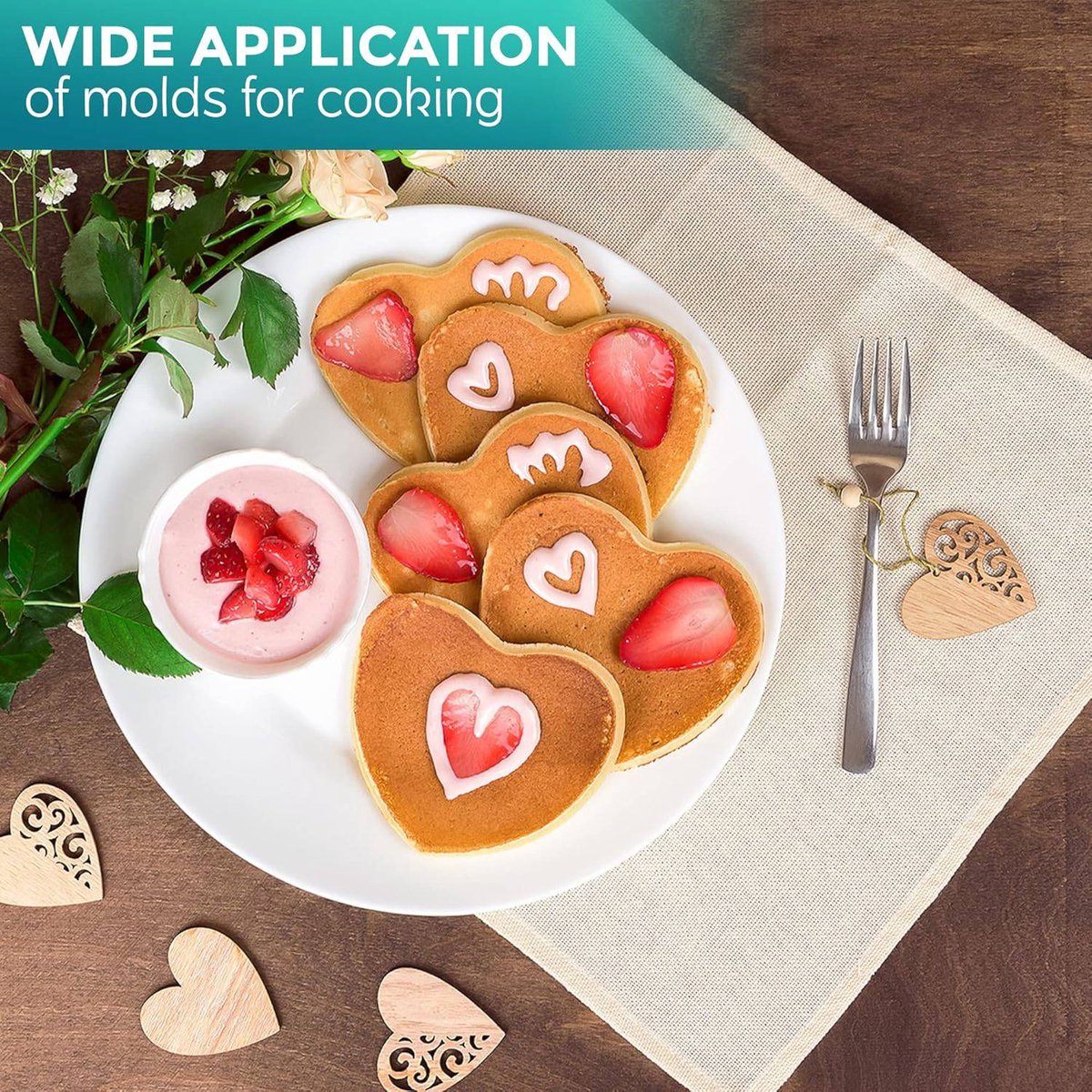 Stainless Steel Egg Baking Mold - 5 Pieces - Egg Baking Mold - Kitchen Utensils - DIY Model Egg Baking Mold - 5 Piece Creative Breakfast Set - Circle, Heart, Flower, Five-Pointed Star and Mickey Mouse Shapes - Image 7