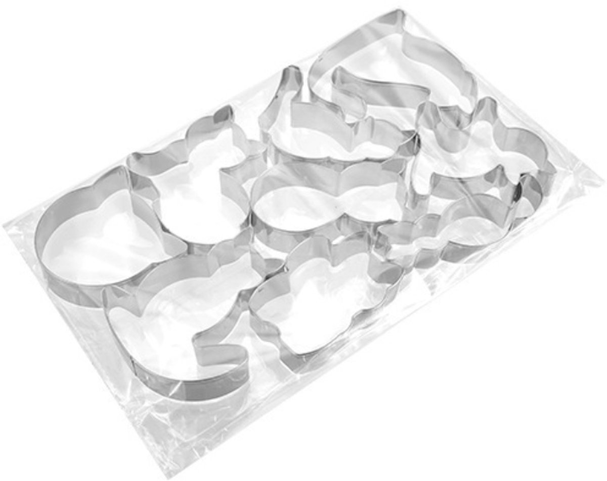 Cookie Cutters Cat - 9 Piece Set - Stainless Steel Baking Cup Set - Cat Shaped Cookie Cutters and Baking Tools - Enjoy cooking with your kids. - Image 1
