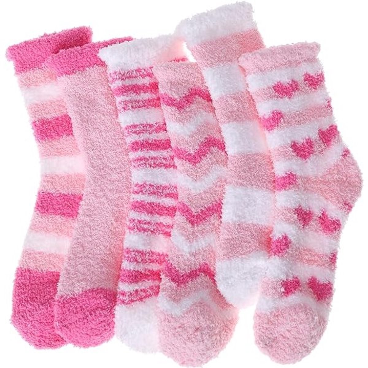 Socks - Women's lounge socks (6 pairs) - Women's fluffy socks - Floor socks - Women's fleece socks - Comfortable winter socks - Thick pink - Image 1