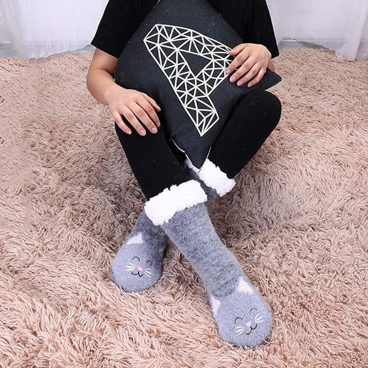 House Socks (2 pairs) - Floor Socks - Slipper Socks - Women's House Socks - Comfortable and Warm - Cute Animal Print - Christmas Gift - Image 3