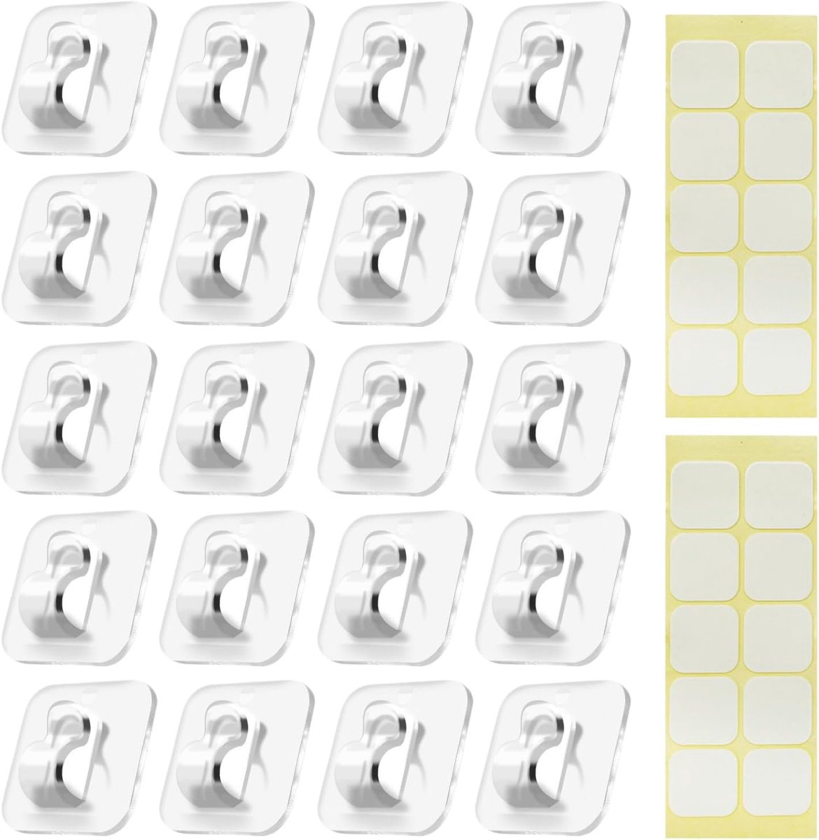 Hooks - Mini Light Clips | Self-Adhesive Lighting Hooks - Cable Holder Organizer - Set of 20 Hooks incl. Adhesive Strip - Image 1