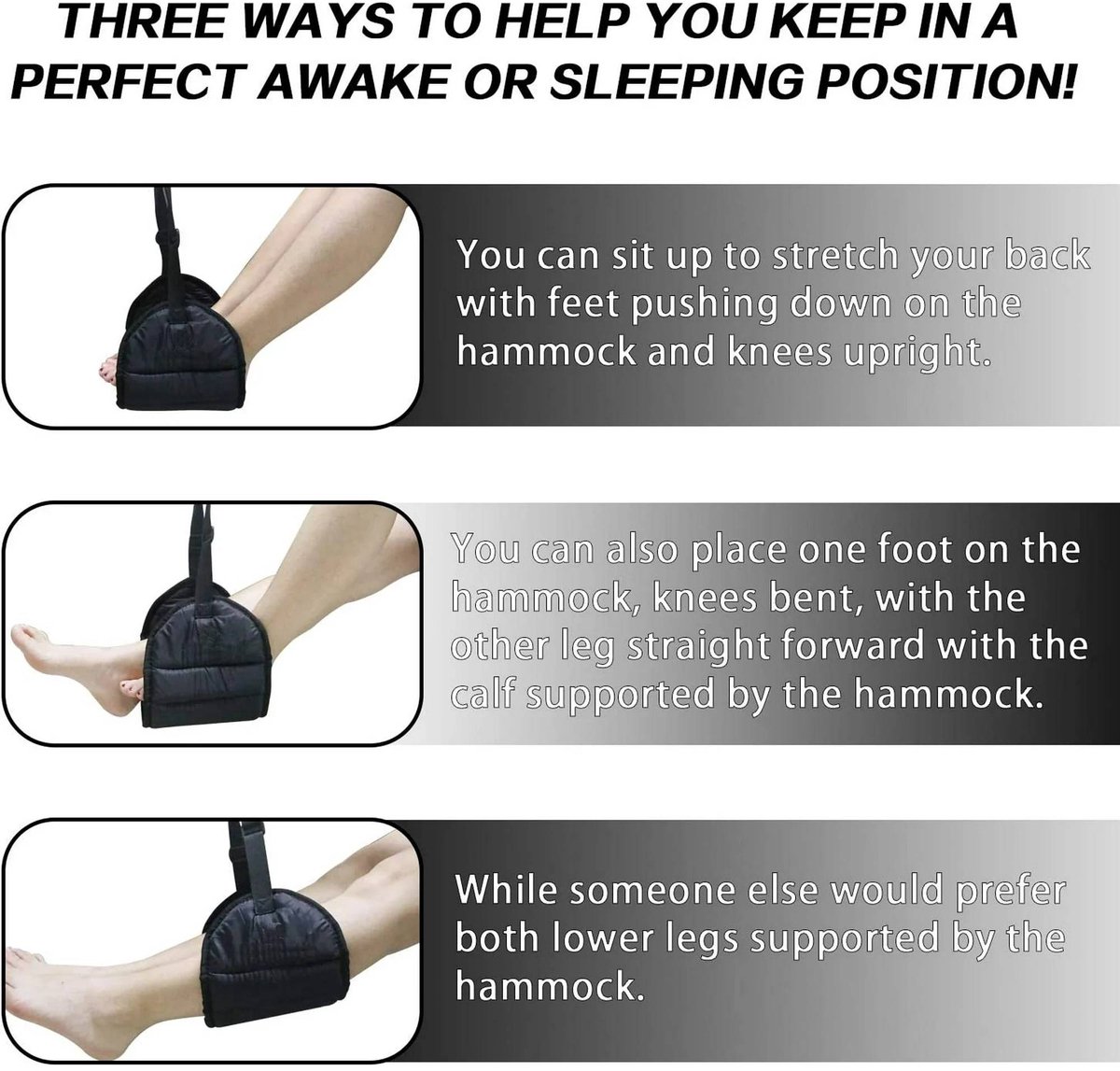 Airplane Footrest - Flying Leg Hammock - Prevents Back, Leg, Knee, and Hip Pain and Stiffness - Portable Travel Accessory with Adjustable Height - Suitable for Airplanes, Trains, and the Office - Image 2