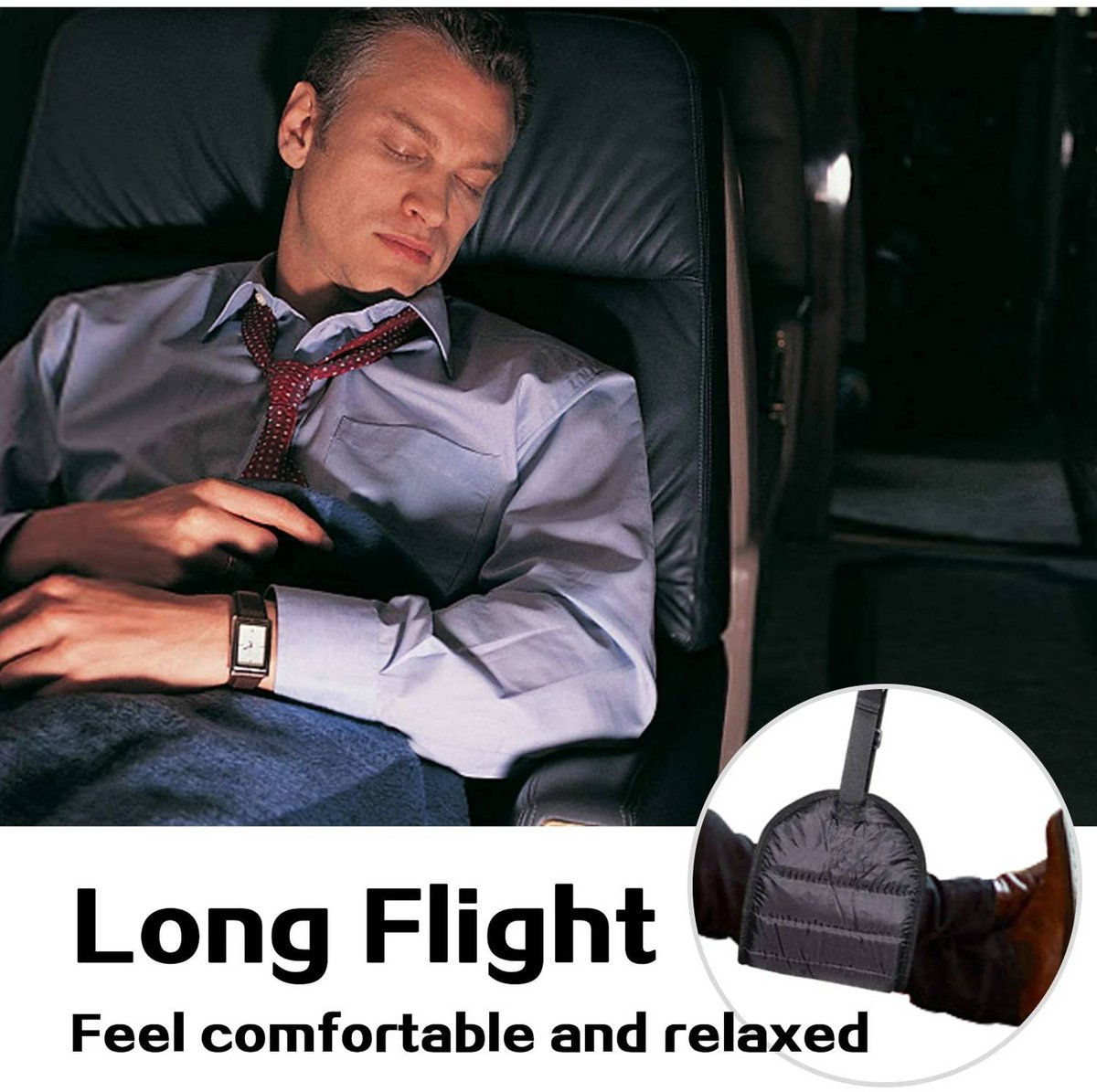 Airplane Footrest - Flying Leg Hammock - Prevents Back, Leg, Knee, and Hip Pain and Stiffness - Portable Travel Accessory with Adjustable Height - Suitable for Airplanes, Trains, and the Office - Image 3