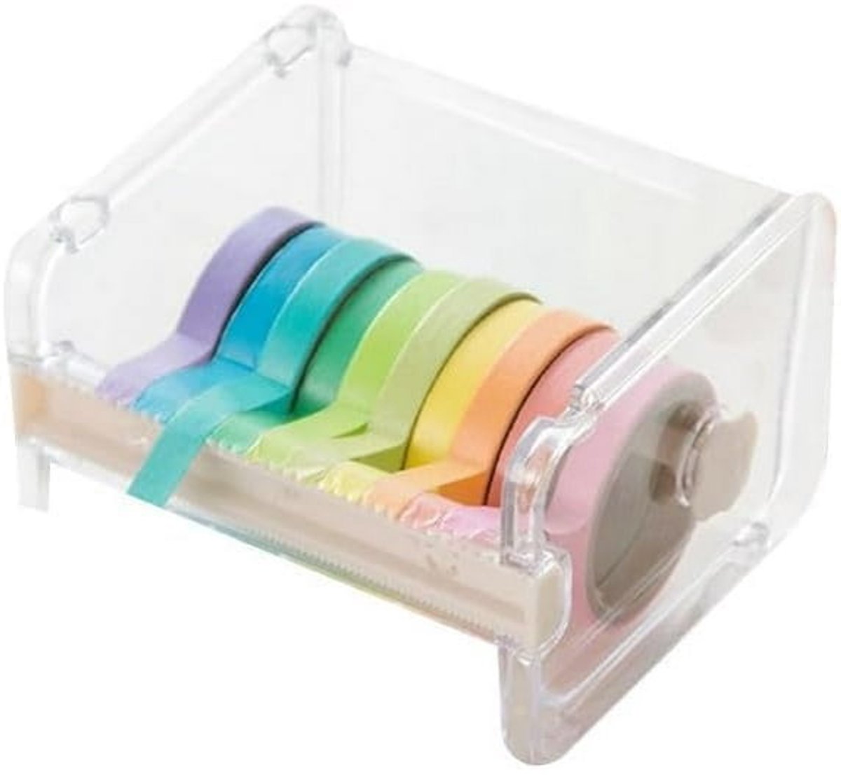 Transparent, visible packaging tape dispenser - holder for cutting tape - organizer, holder for desk and office tape - holder for self-adhesive roll tape dispenser - storage tape, cutting tape - adhesives and fasteners - Image 3