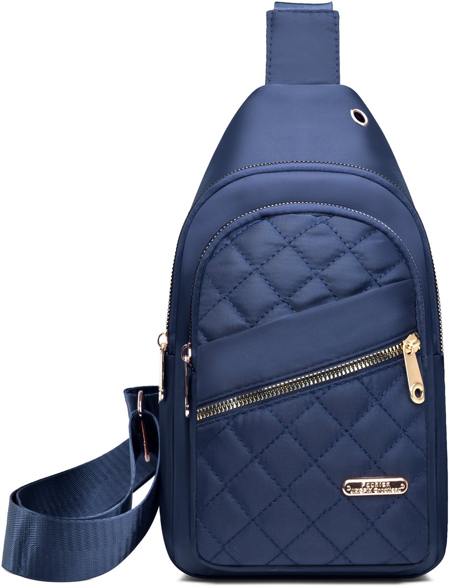 Unisex Shoulder Bag - 5 Storage Pockets & Cable Grommet - Women's Crossbody Bag - Men's Crossbody Bag - Crossbody Bags - Sling Bag - Adjustable Carrying Style (Cross/Shoulder/Chest) - Blue - Image 1